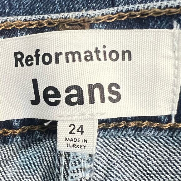 NWT Reformation Donna High Rise Bootcut Jeans Amani Medium Blue sz 24 Stretch - Picture 4 of 9